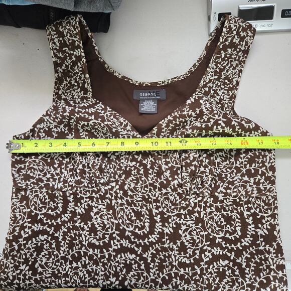 Vintage Y2K Brown Floral Baby Doll Top Size MD Fairy Boho Cottage Feminine Silk - Picture 6 of 8